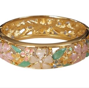 Joan Rivers Floral Hinged Bracelet Signed